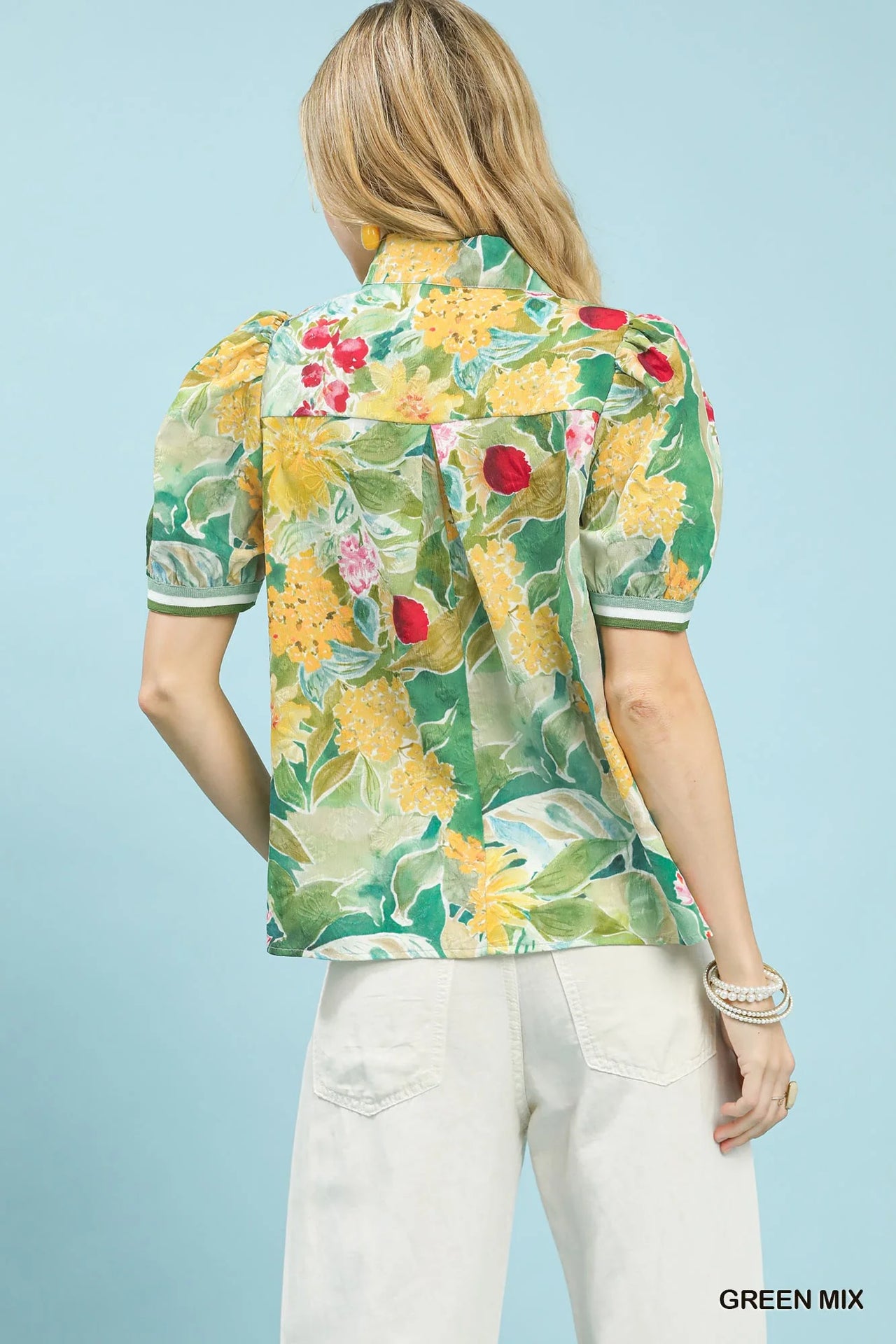 Umgee Jacquard Bloomscape Print Top