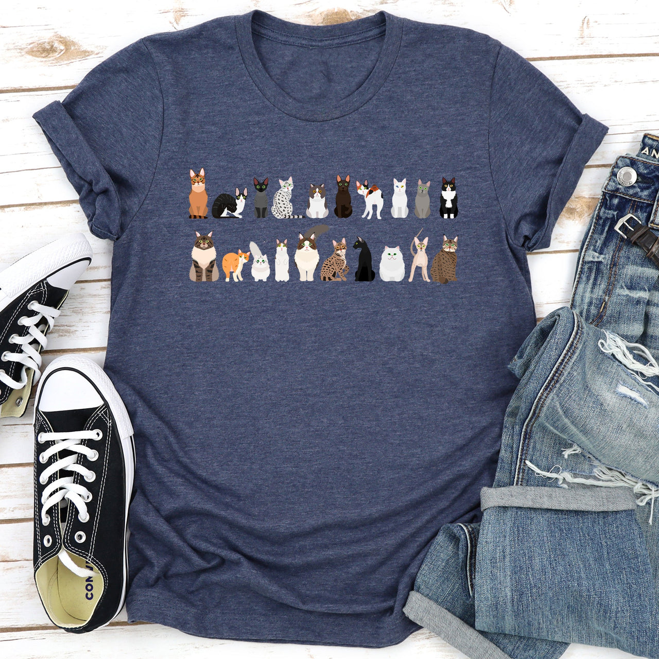 Cat Lovers Illustration Of Cat Breeds And Pet Animals In Bold Graphics Graphic Tee