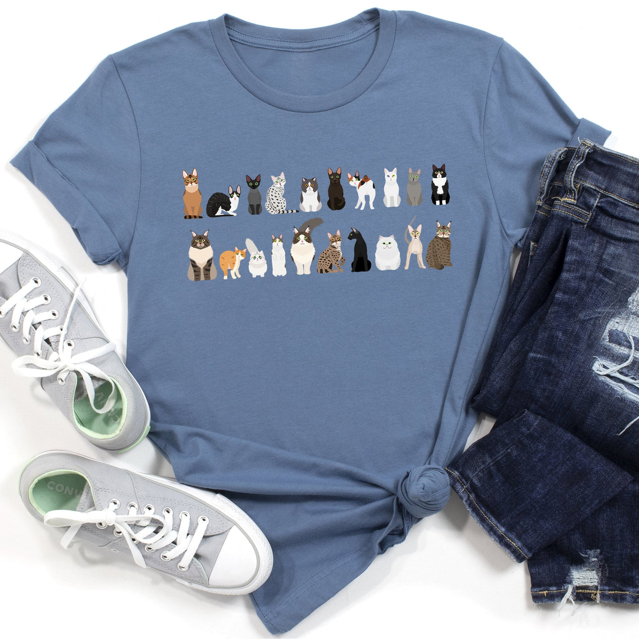 Cat Lovers Illustration Of Cat Breeds And Pet Animals In Bold Graphics Graphic Tee