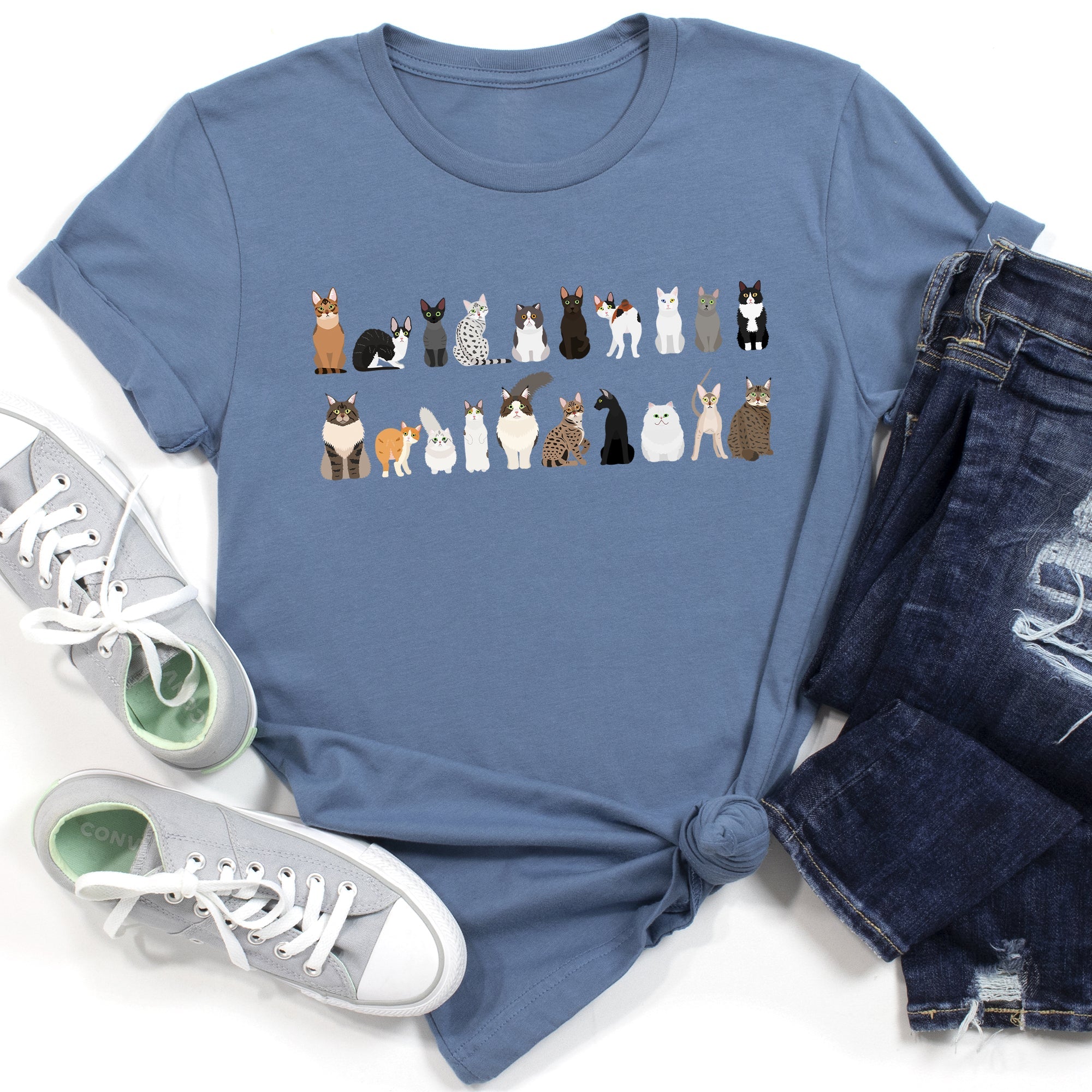 Cat Lovers Illustration Of Cat Breeds And Pet Animals In Bold Graphics Graphic Tee