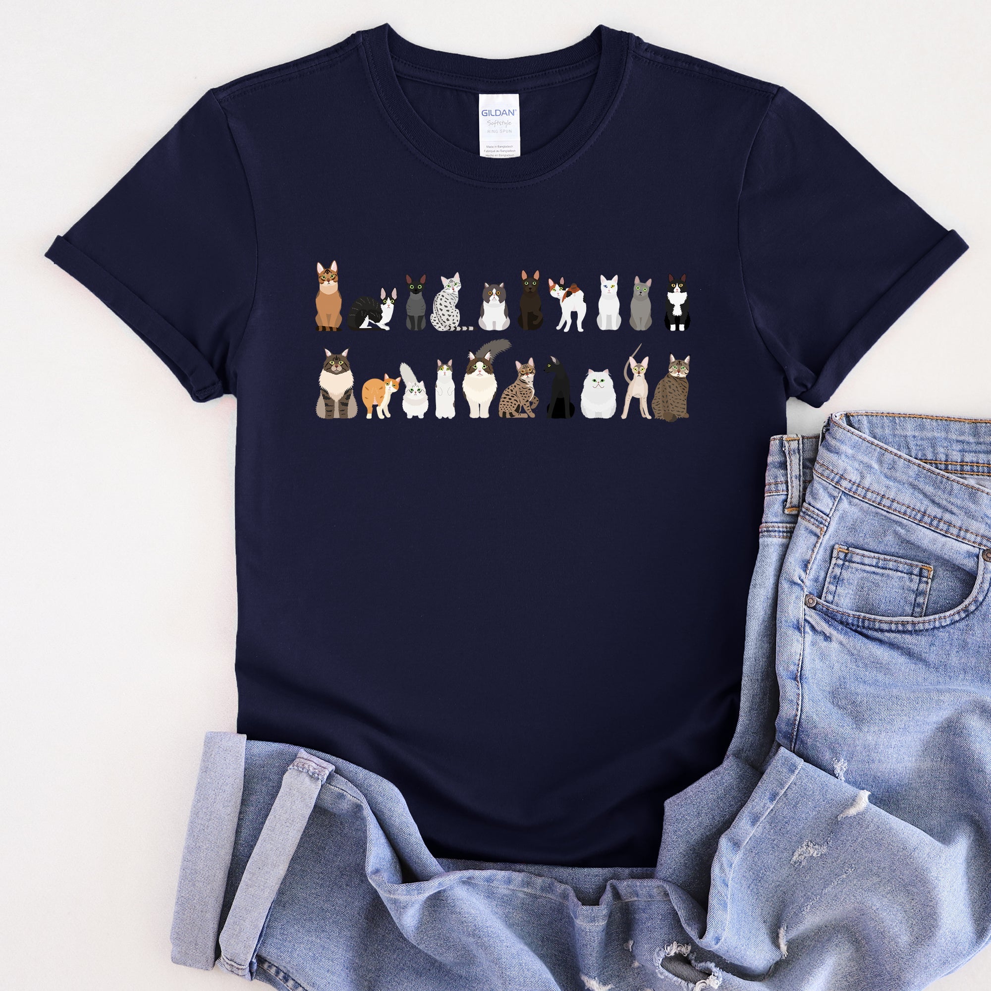 Cat Lovers Illustration Of Cat Breeds And Pet Animals In Bold Graphics Graphic Tee