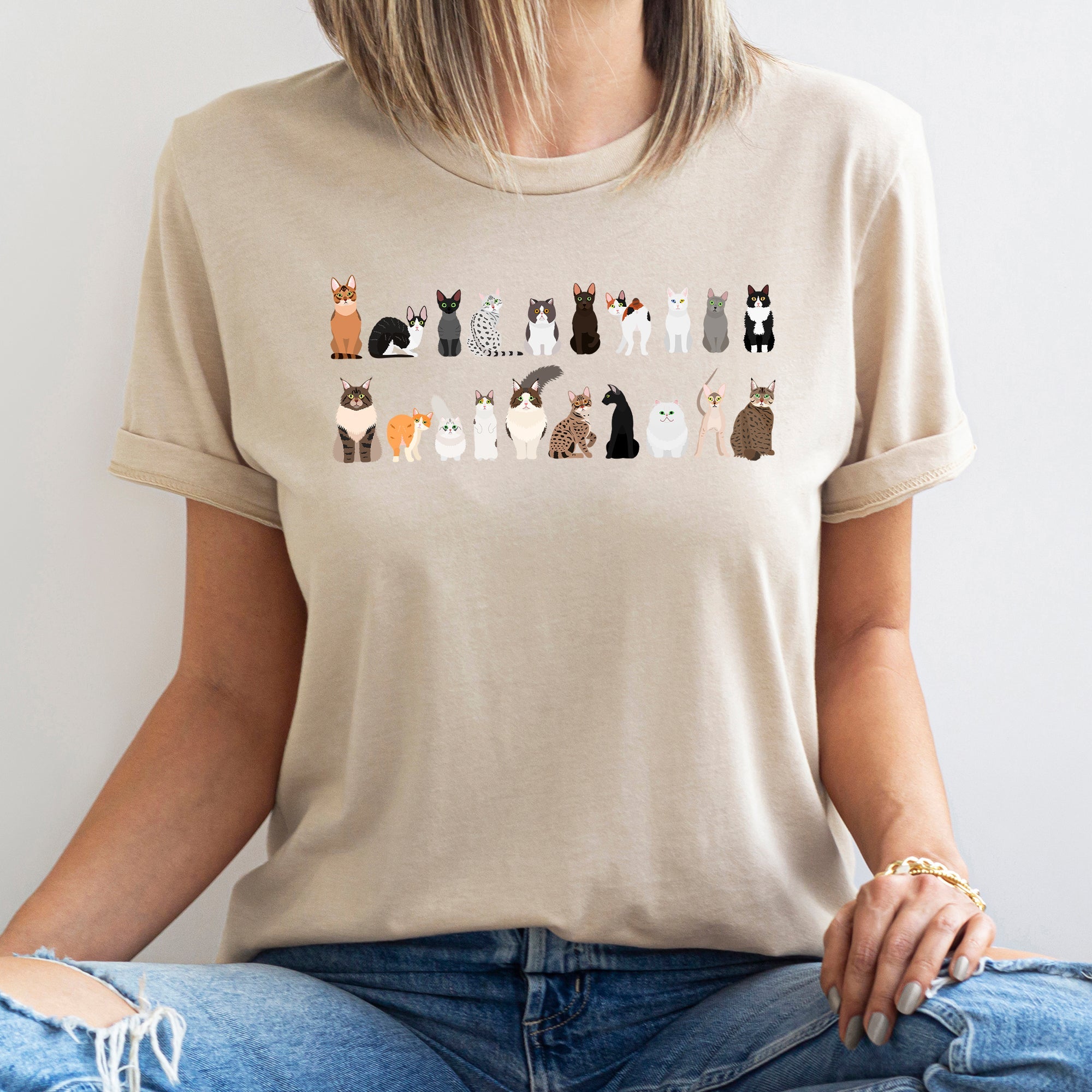 Cat Lovers Illustration Of Cat Breeds And Pet Animals In Bold Graphics Graphic Tee