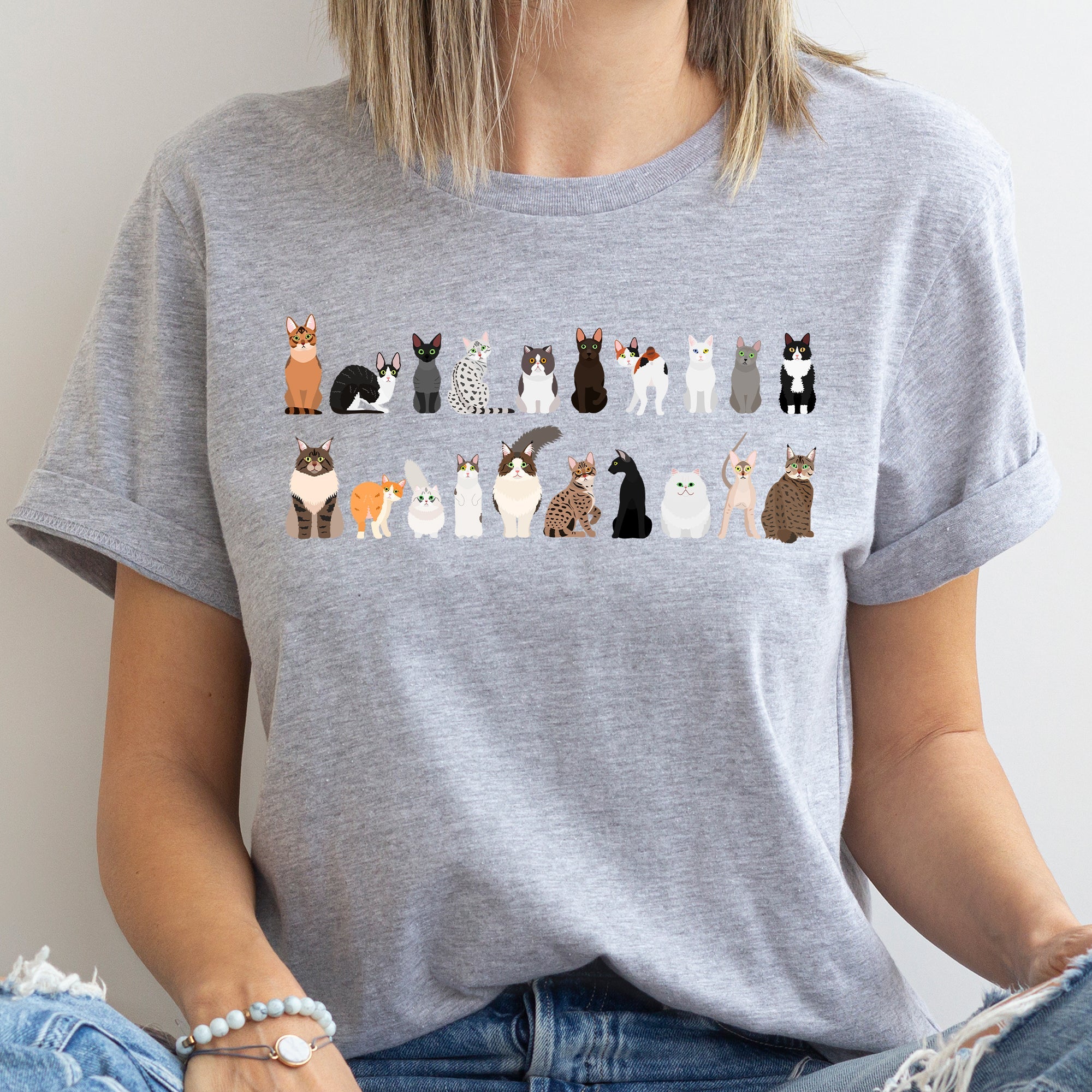 Cat Lovers Illustration Of Cat Breeds And Pet Animals In Bold Graphics Graphic Tee