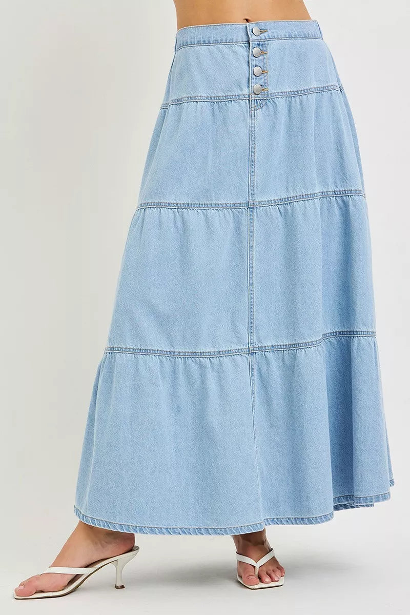 RISEN High Rise Ruffle Long Skirts
