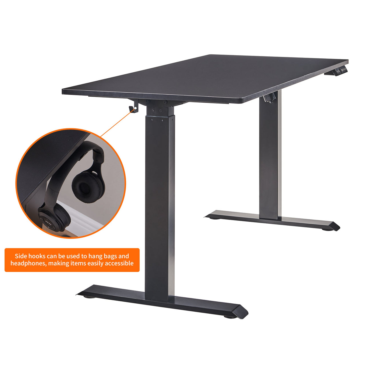 Electric Standing Desk, Adjustable Height Stand up Desk, 24x48 Inches Sit Stand Home Office Desk,Black Frame/Black Top