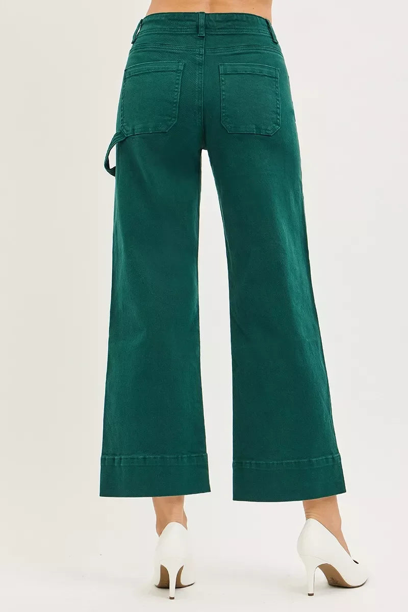 RISEN Tummy Control High Rise Crop Wide No Waist Band Pants
