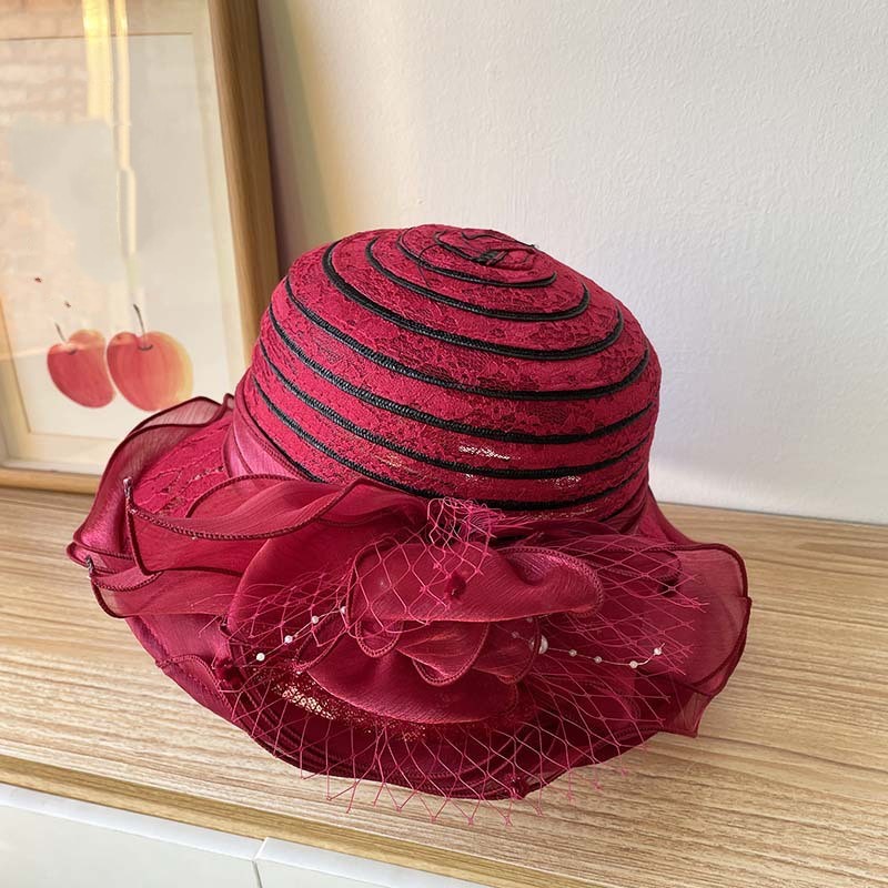 Mesh Straw Embroidered Beach Hat