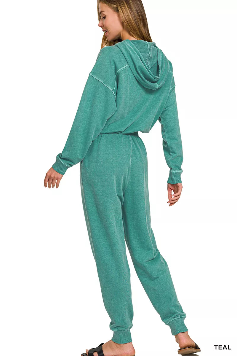 Zenana Enzyme Washed French Terry Jumpsuit