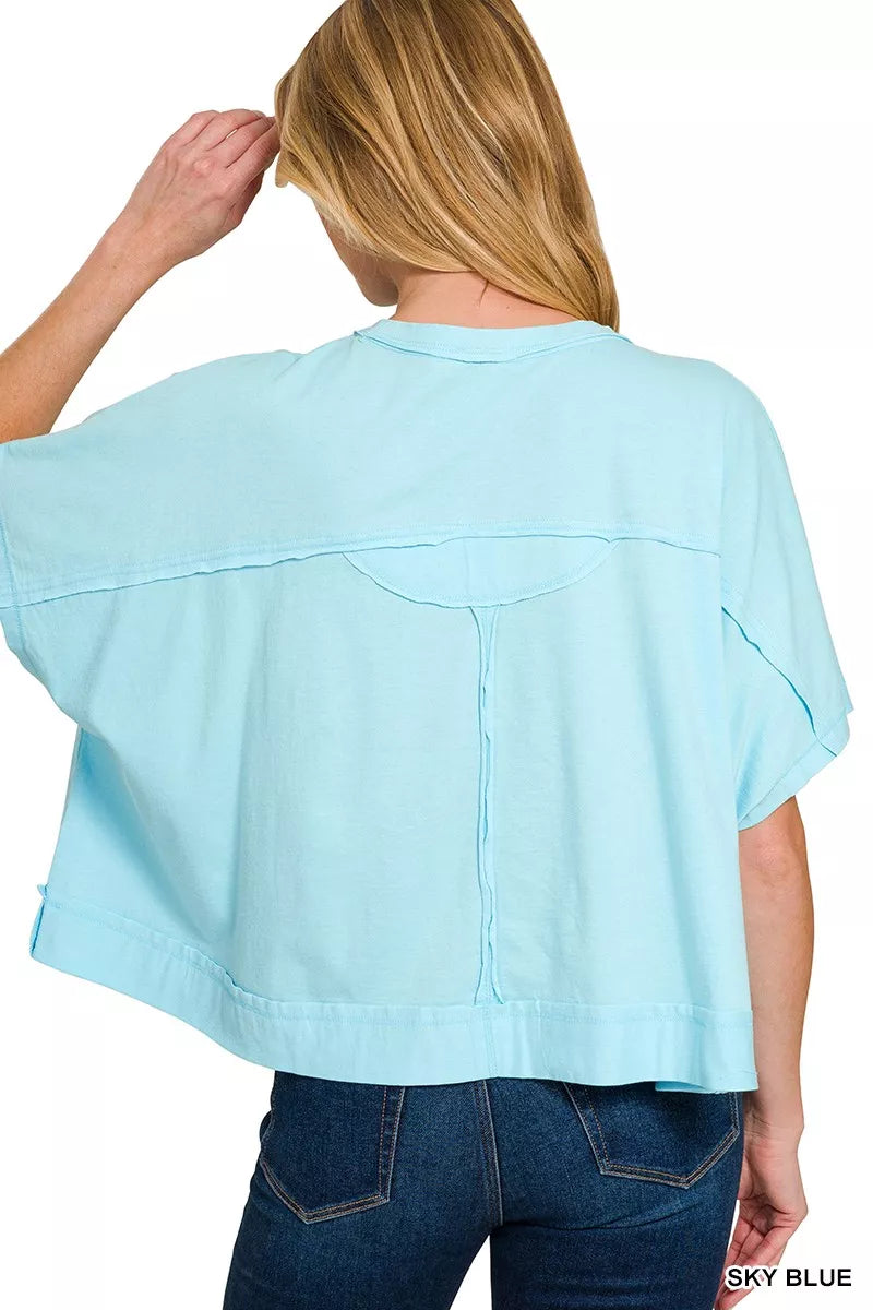 Zenana Exposed Seam Boxy Top