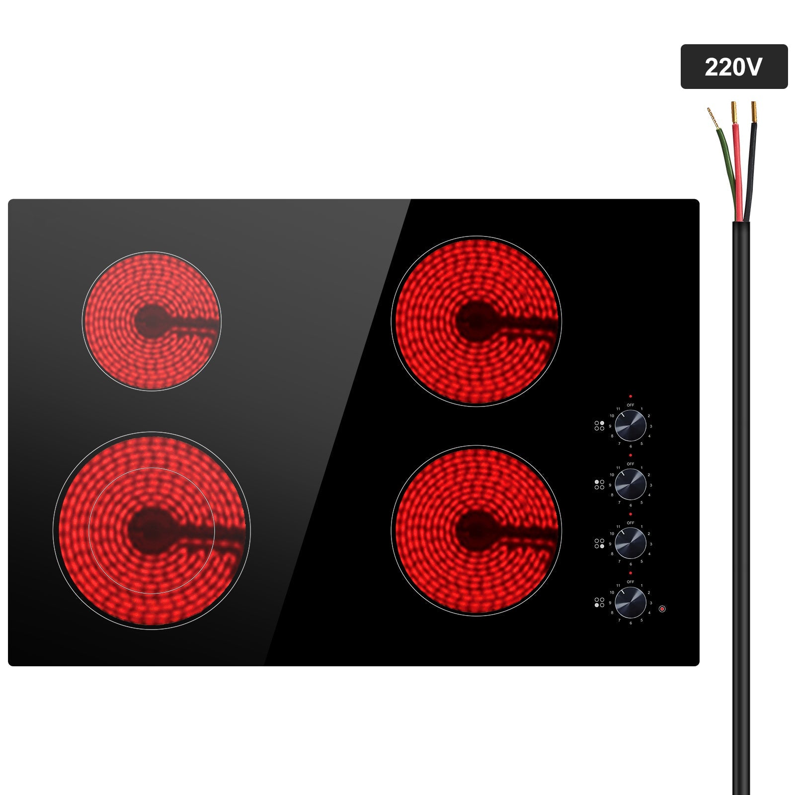 Built-in Electric Cooktop Radiant Ceramic Cooktop 4 Burners 30.3x20.5 inch
