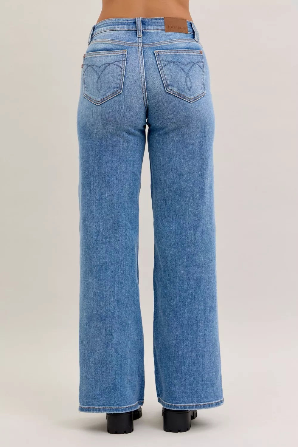 Judy Blue Mid Rise Retro Wide Leg Jeans