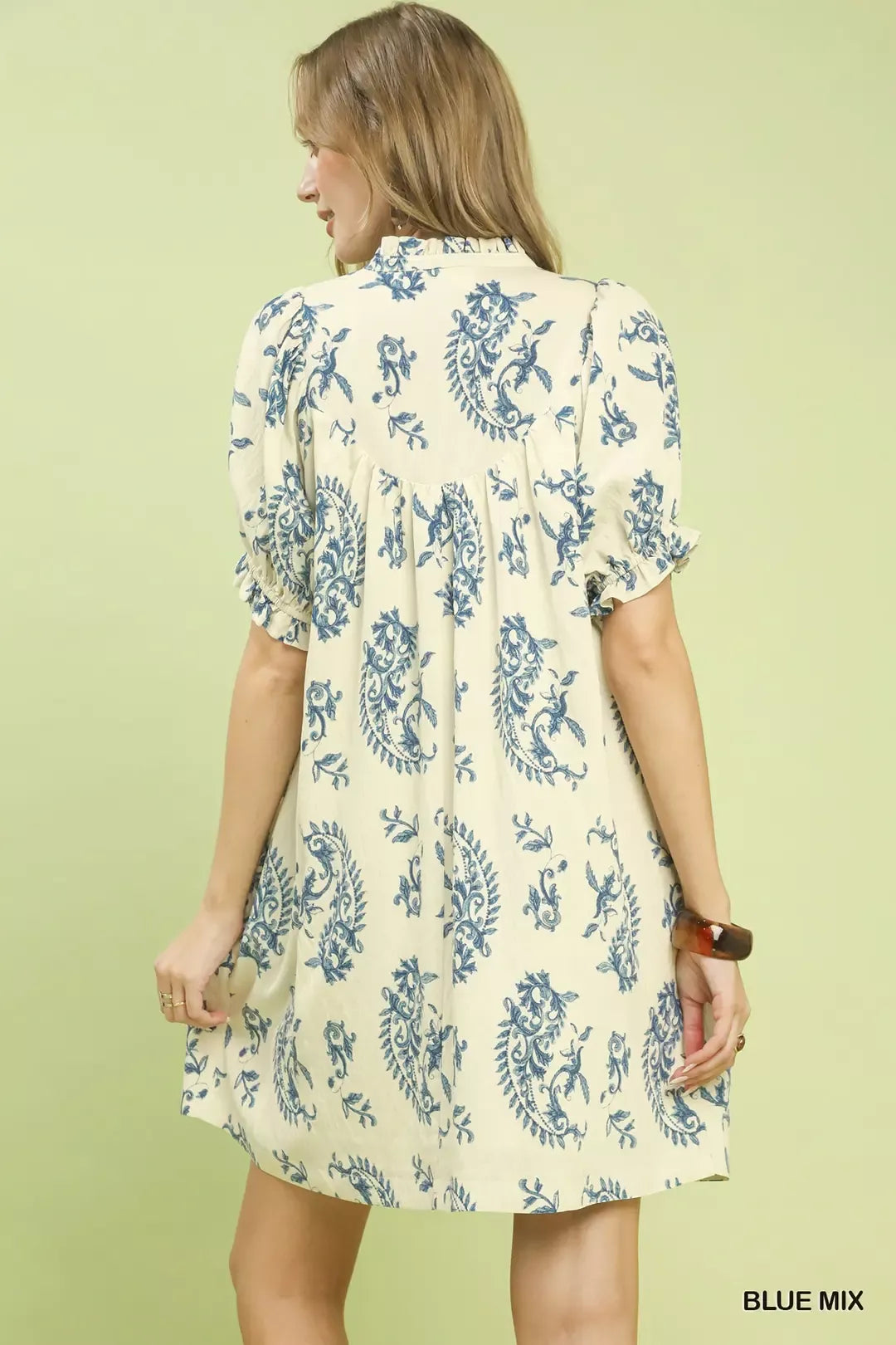 Umgee Mix Paisley Scallop Trim Dress