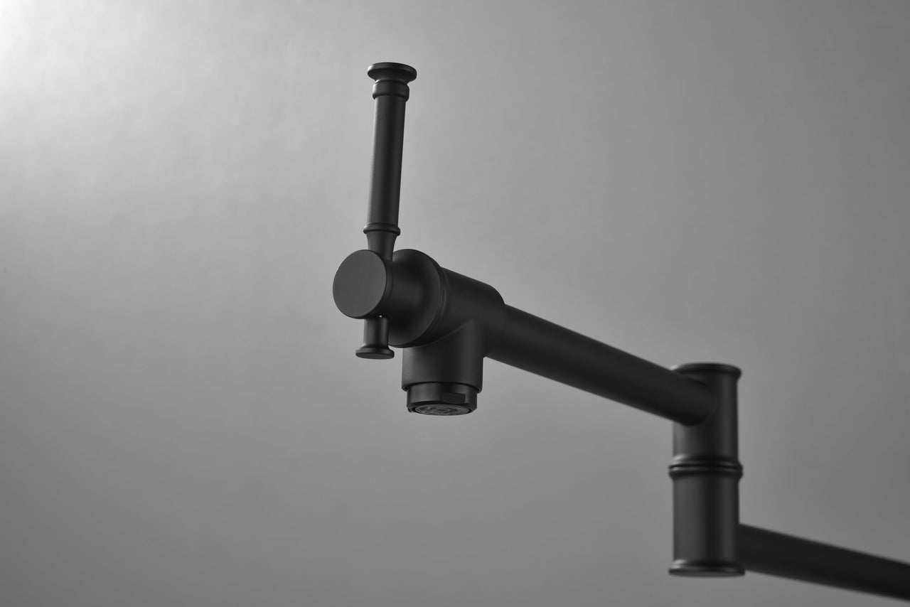 Wall mounted Pot Filler Faucet, Modern Brass Pot Filler Two-Attachment Wall Mount Folding Kitchen Pot Filler Swing Arm