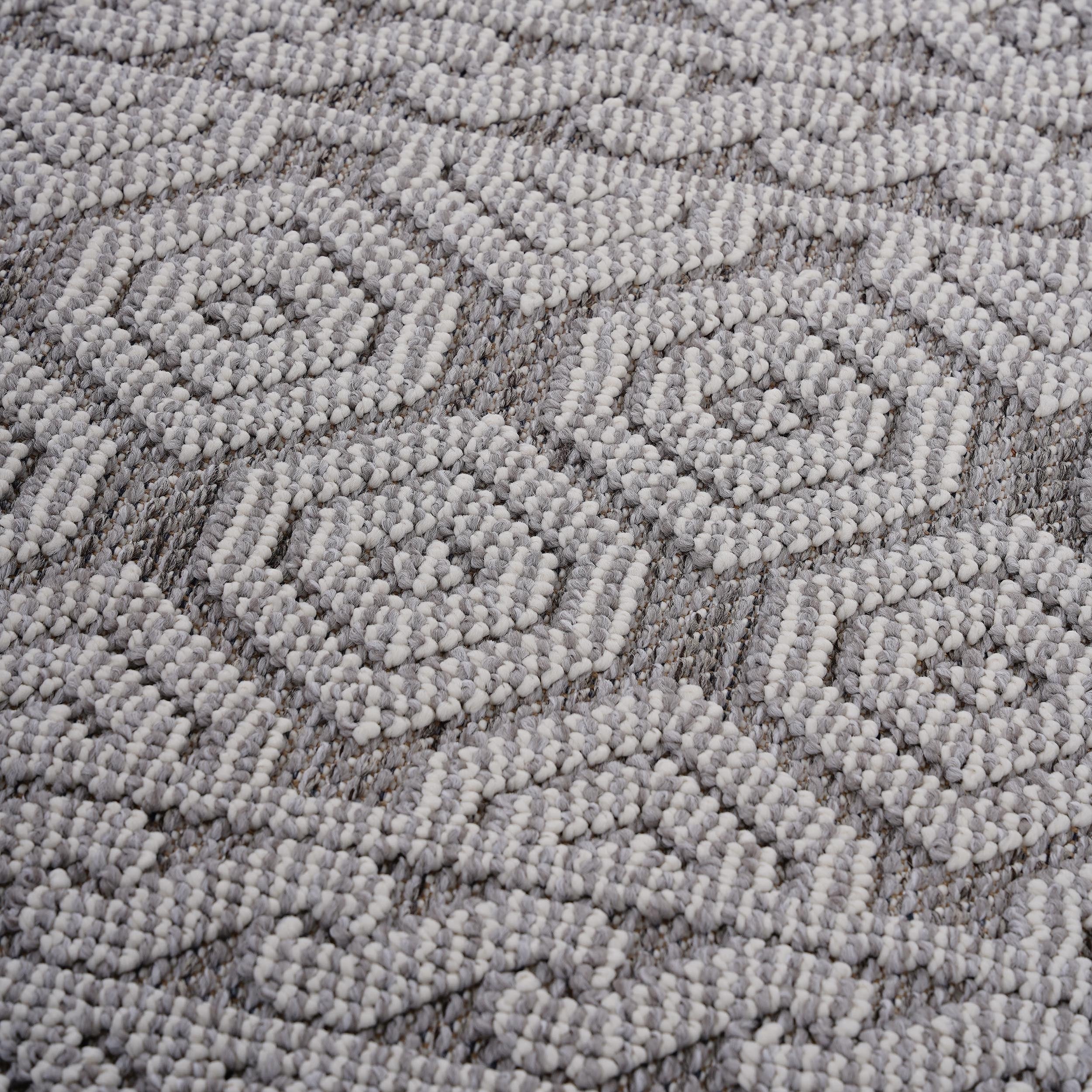 NAAR Guros Collection 2X8 Grey / White / Geometric Indoor / Outdoor Runner Rug
