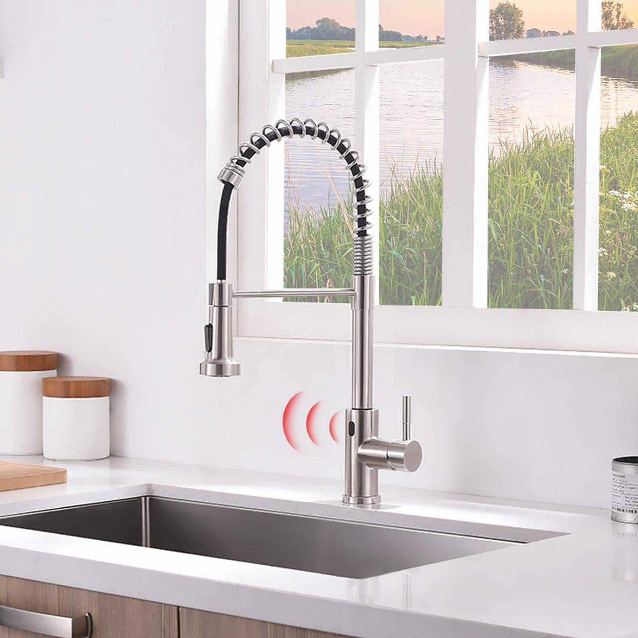 Touchless Kitchen Faucet,Hands Free Automatic Smart Kitchen Faucet Black Smart Kitchen Faucet