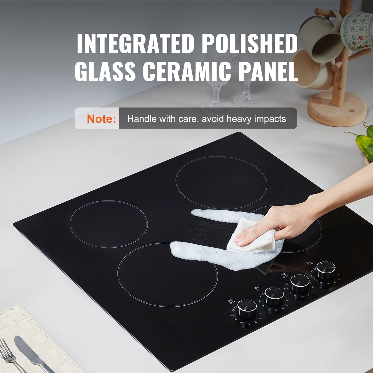 Built-in Electric Cooktop Radiant Ceramic Cooktop 4 Burners 23.2x20.5 inch