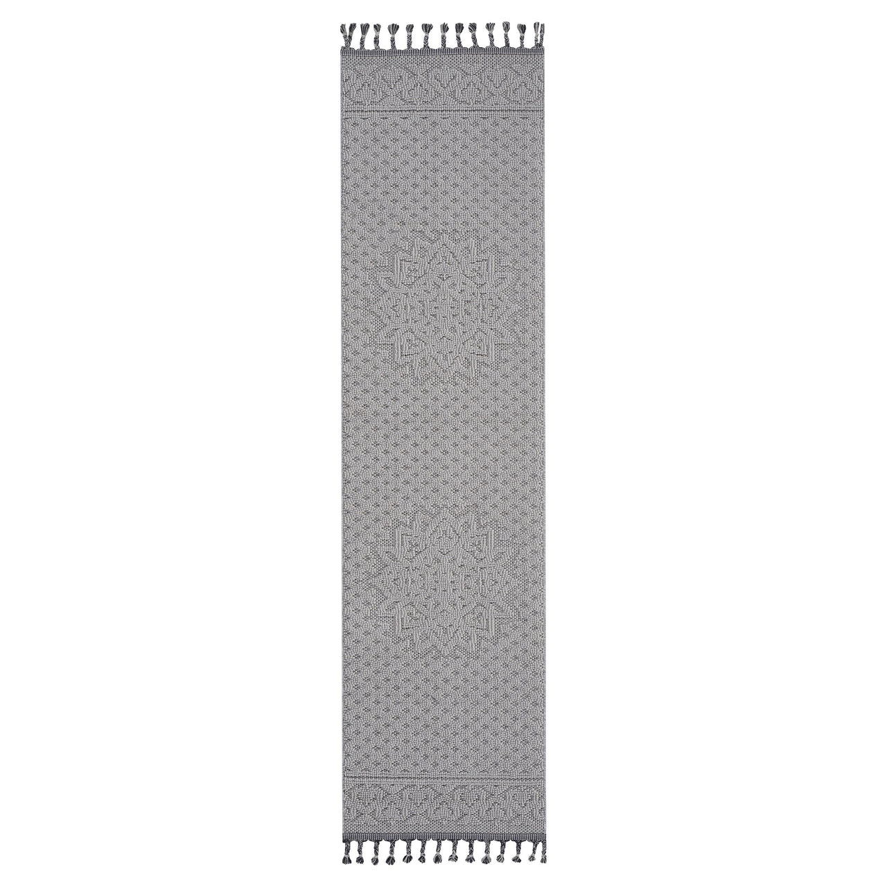 NAAR Guros Collection 2X8 White / Ivory / Medallion Indoor / Outdoor Runner Rug
