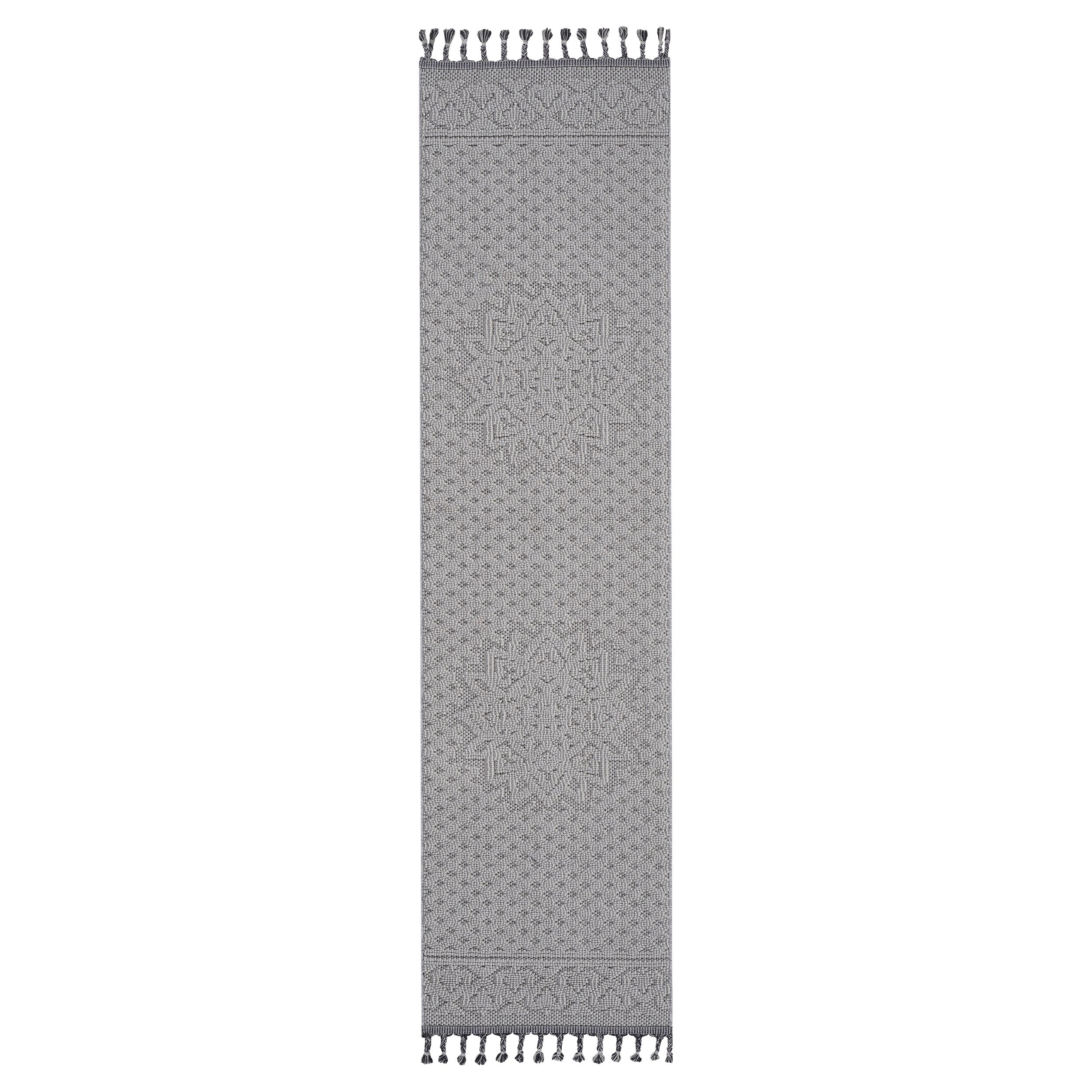 NAAR Guros Collection 2X8 White / Ivory / Medallion Indoor / Outdoor Runner Rug