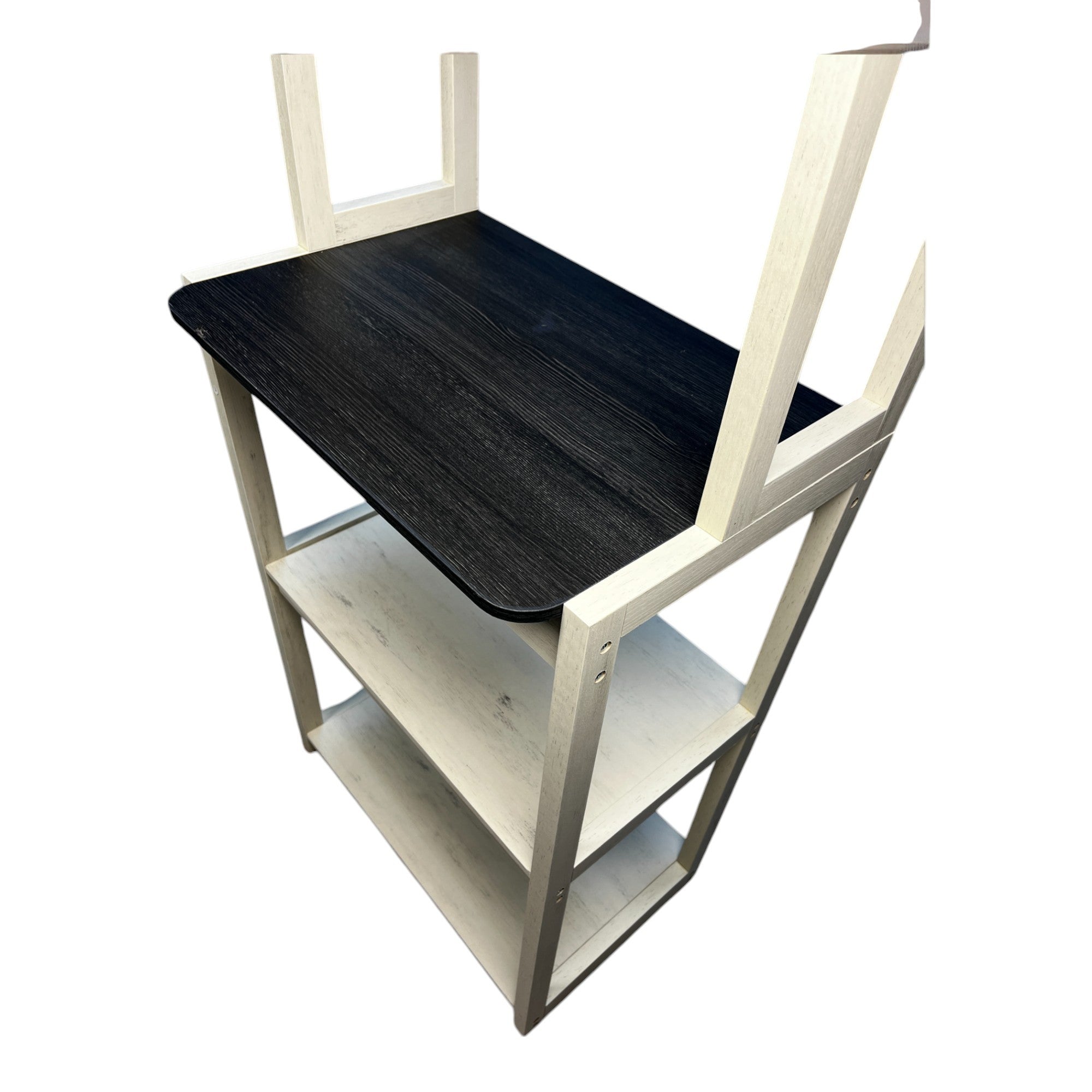 23.62' White and Black color Bakers Rack for Kitchen with Storage, Coffee Bar, 5-Tier Kitchen Shelves, Microwave Stand