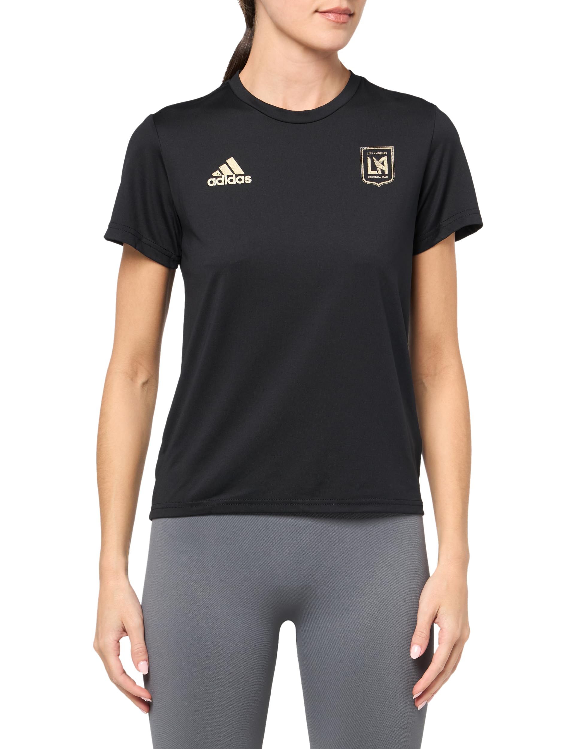 adidas Womens FC Short Sleeve Pre-Game T-Shirt Black/Los Angeles Football Club Large