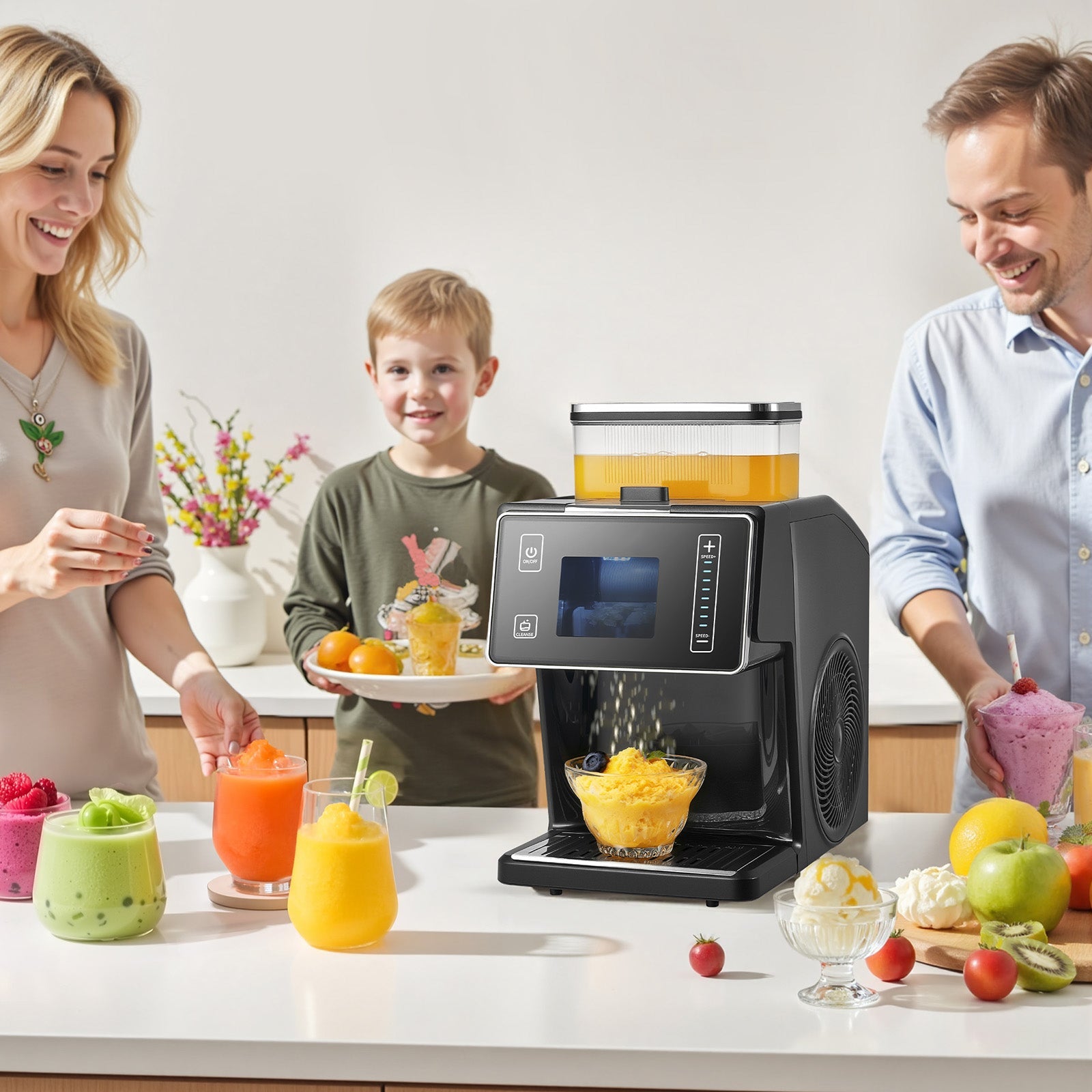 Snowflake Ice Machine, 44LBS/24H Snowflake Ice Maker, Ice-Shaver Machine with Stainless Steel Blade, Electric Snow Cone Maker with 0.2 Gal Tank, 60S Fast Pre-Cooling, for Home & Small Gatherings