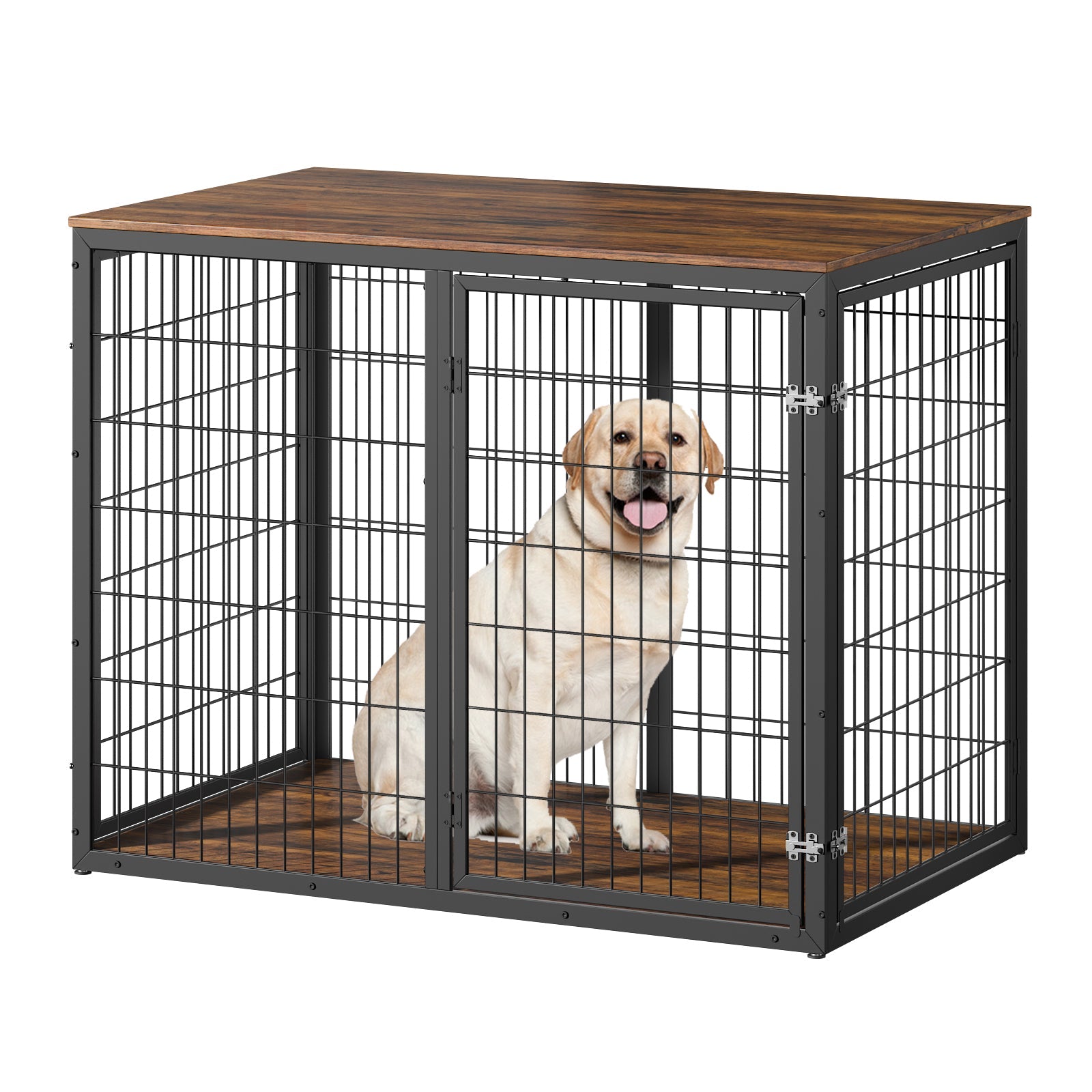 47'' Dog Crate Dog Cage Furniture with 3 Doors,for Large & Medium Dogs.Rustic Brown