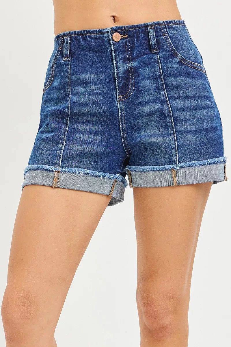 RISEN Slouchy Cuffed Denim Shorts