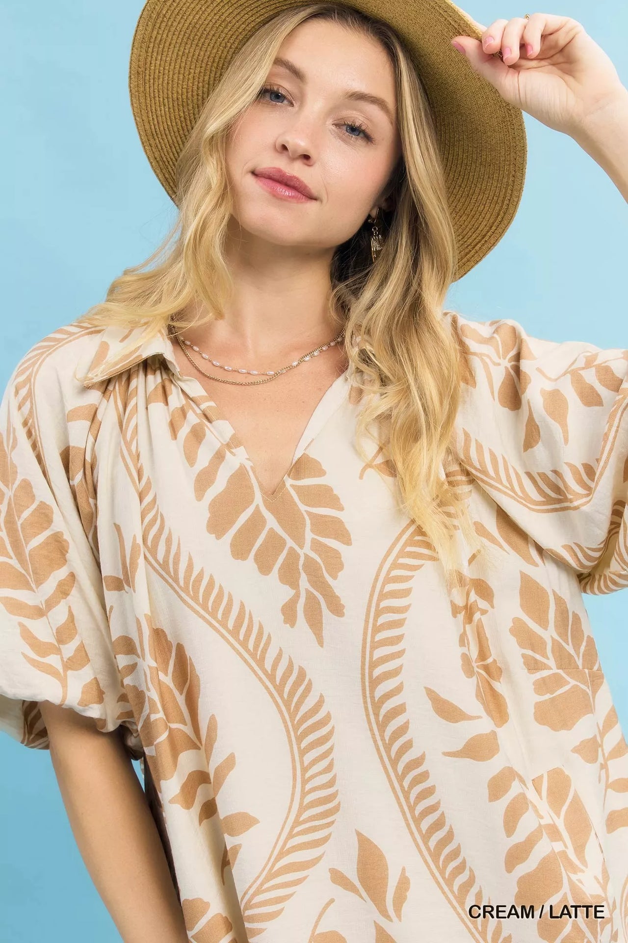 Umgee Leafy Ogee Print Mini Dress