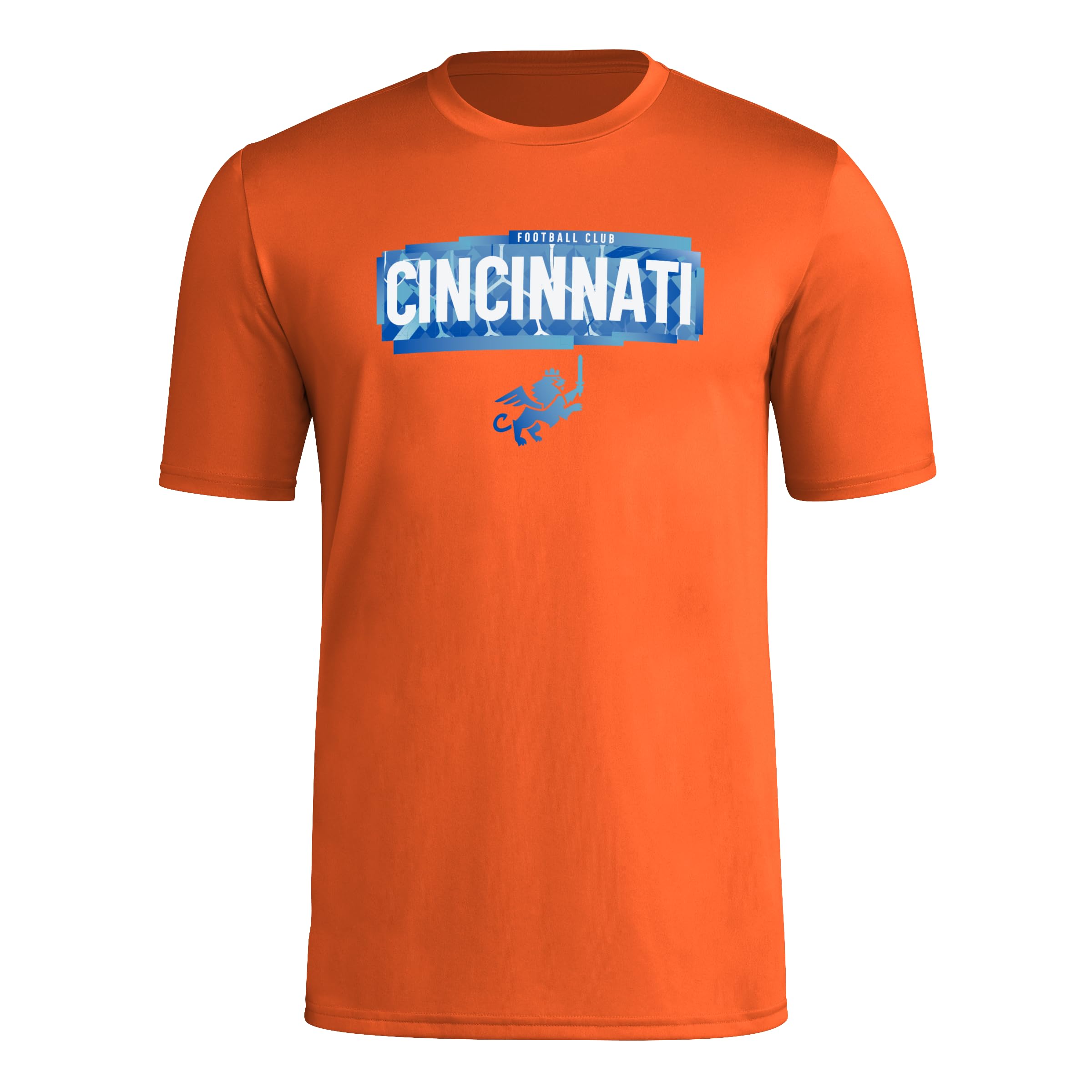 adidas Mens Short Sleeve Pre-Game T-Shirt Collegiate Orange/Fc Cincinnati Small