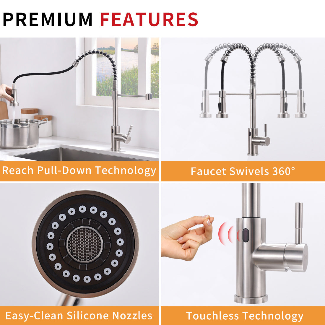 Touchless Kitchen Faucet,Hands Free Automatic Smart Kitchen Faucet Black Smart Kitchen Faucet