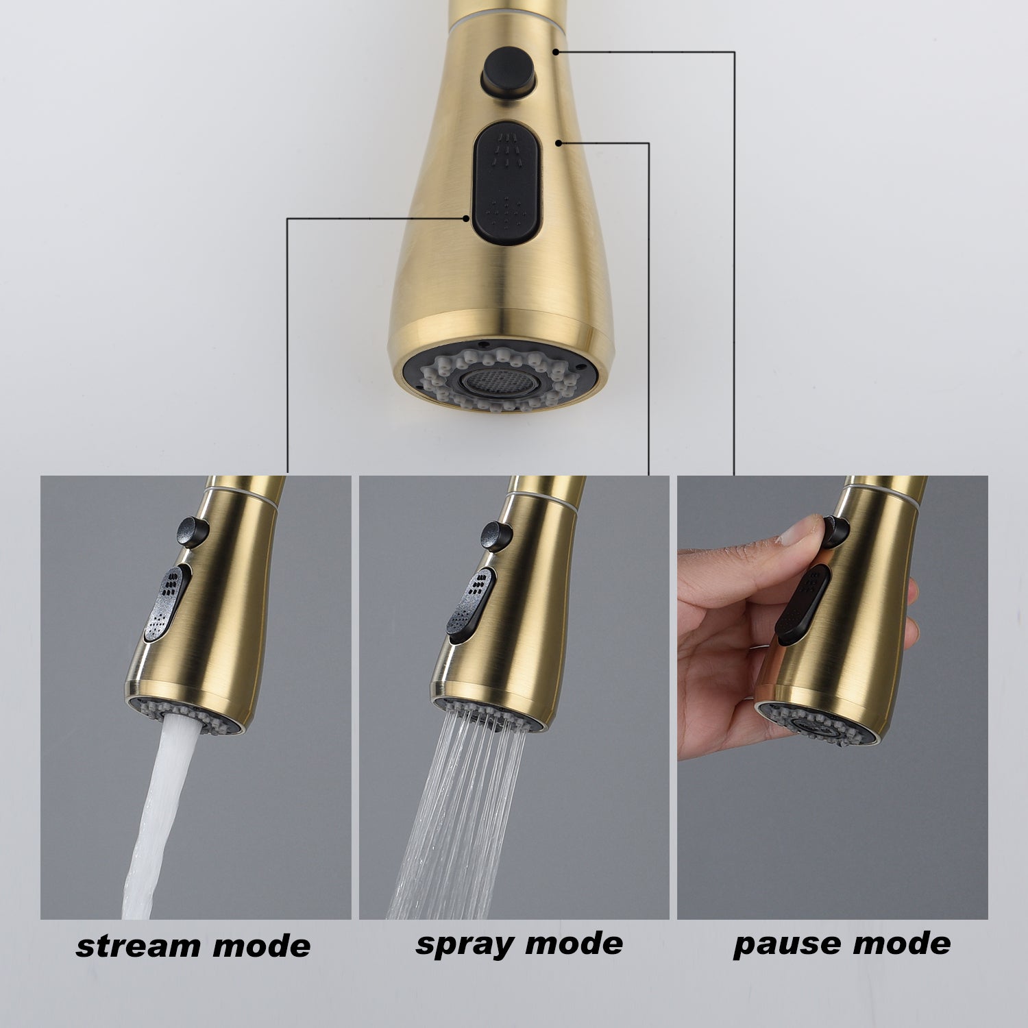 Single Handle Stainless Steel Kitchen Sink Faucet with Pull Down Sprayer