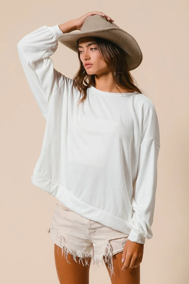 BiBi Loop Terry Pull Over With Cut Edge Band