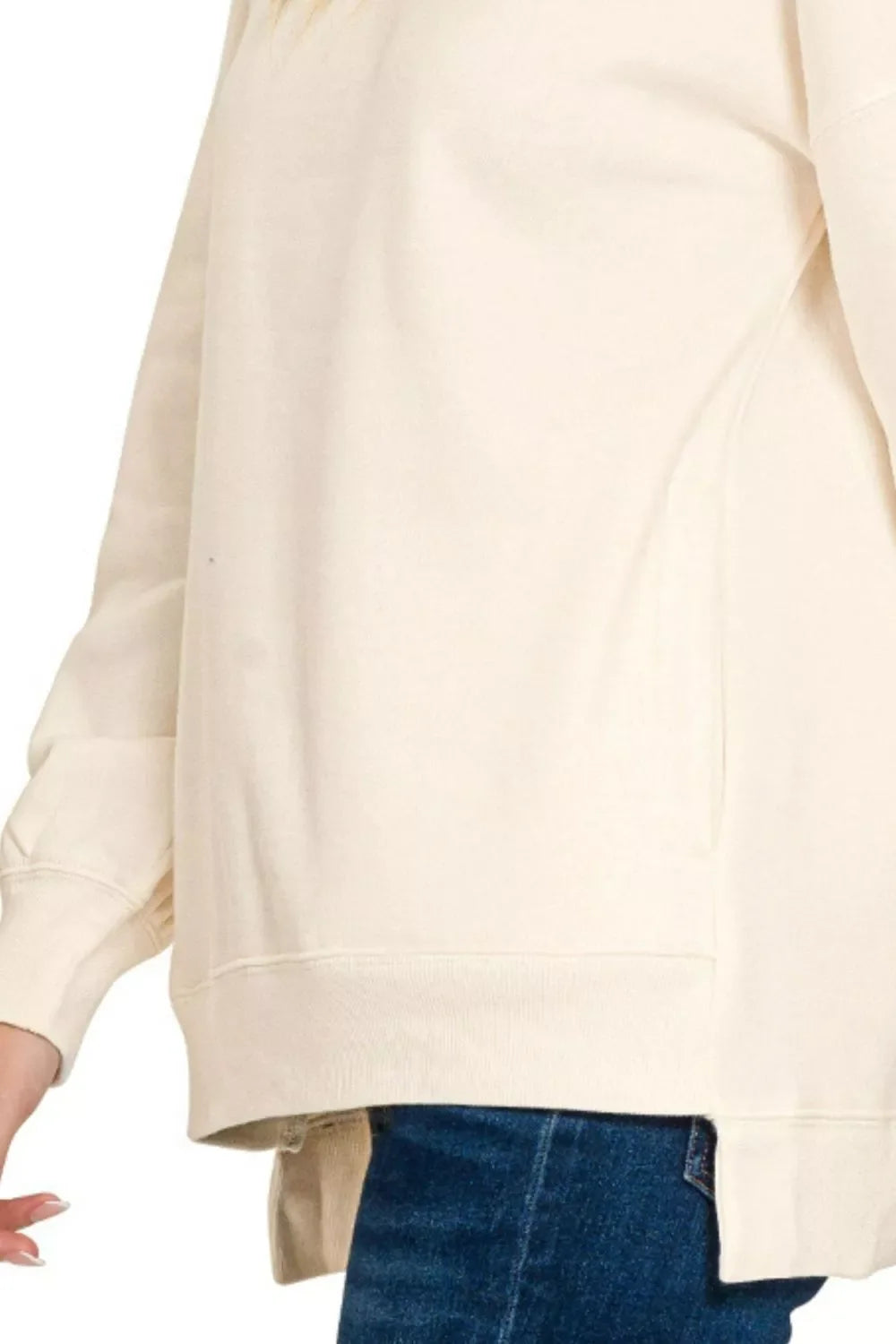 Zenana Full Size Fleece Hi-low Boyfriend Sweatshirts with Pockets Plus Size