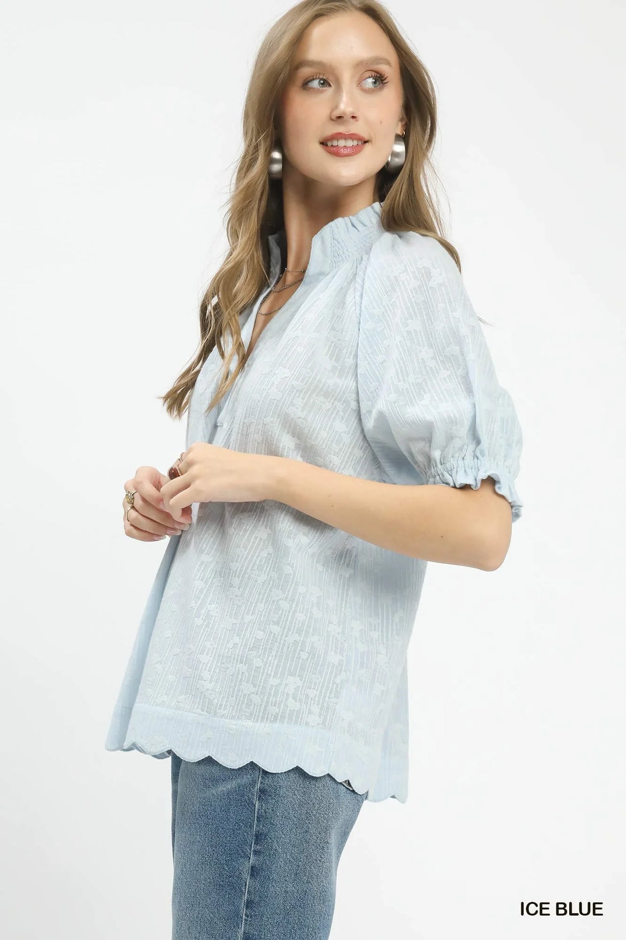 Umgee Textured Pintuck Blouse