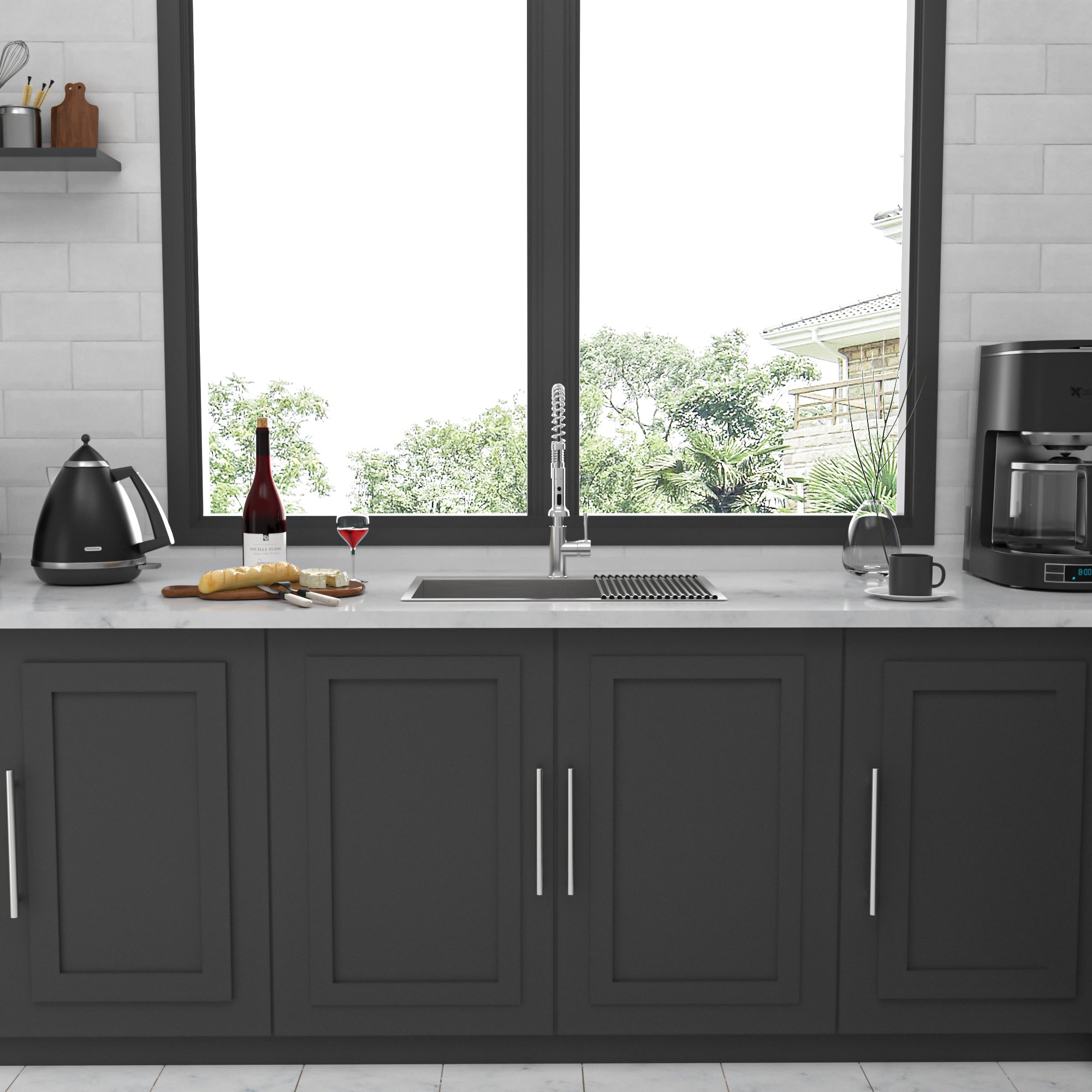 Brushed Nickel 33 x 22 Inch Kitchen Sink Drop In 16 Gauge Stainless Steel Single Bowl Topmount Basin