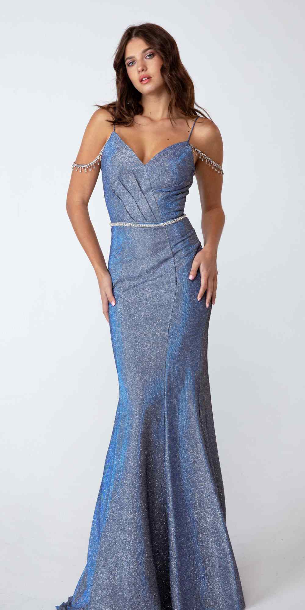 CLEARANCE - Eureka 9811 Cold-Shoulder Mermaid Long Dress (Size L)