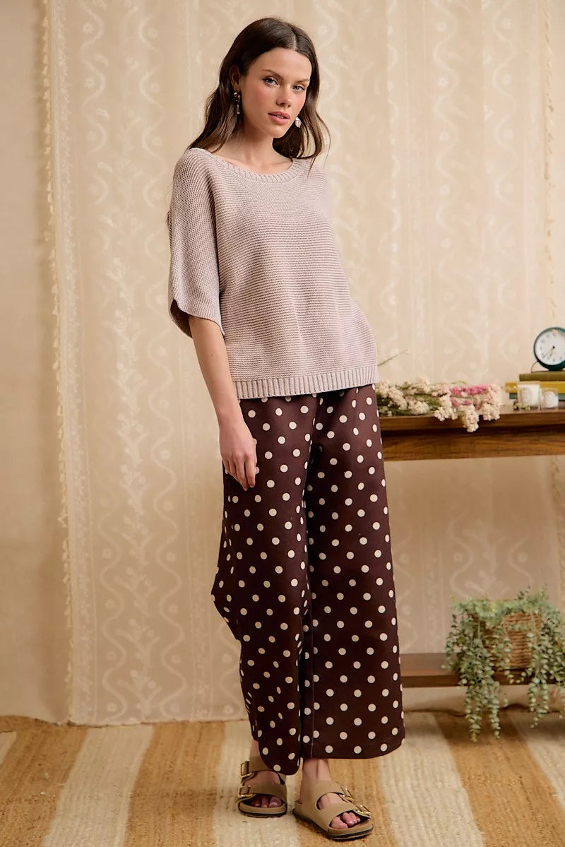 BiBi Short Dolman Sleeves Washed Knit Top