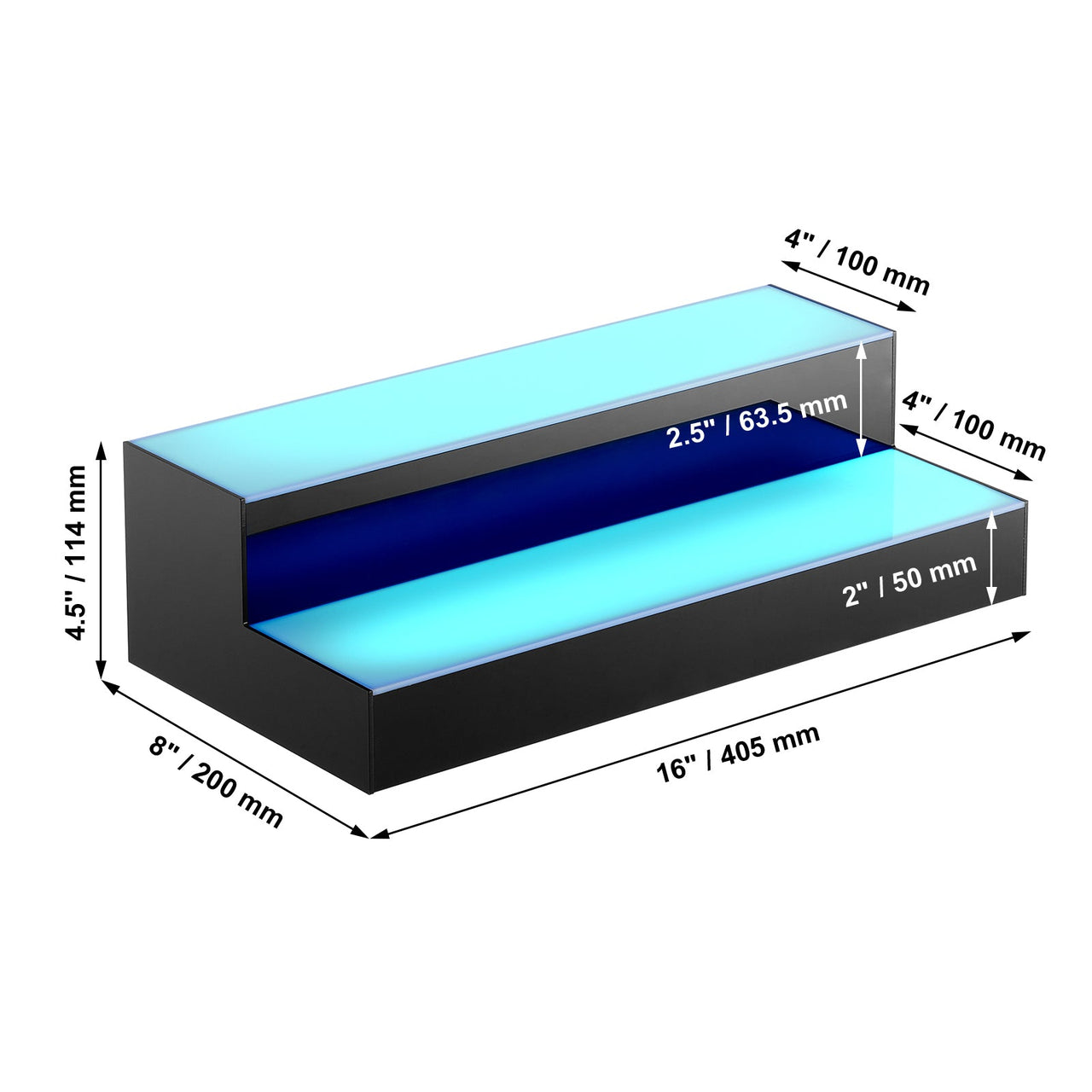 LED Lighted Liquor Bottle Display Bar Shelf RF & App Control 16' 2-Step