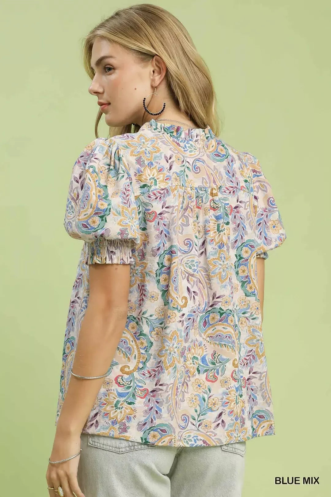Umgee Mix Paisley Floral Button Down Shirt