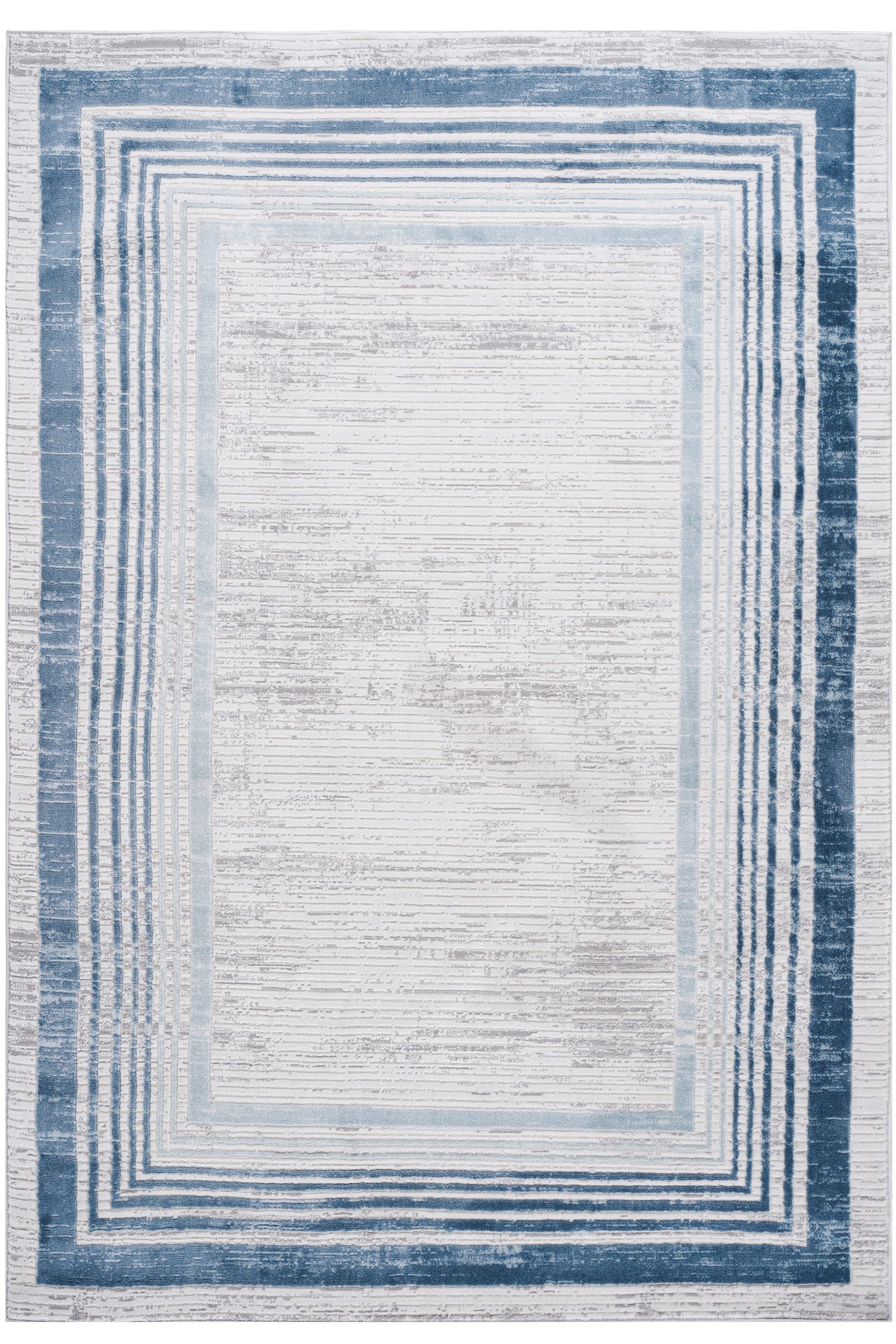 NAAR MARFI Collection 5X7 Blue / Ivory / Bordered Area Rug