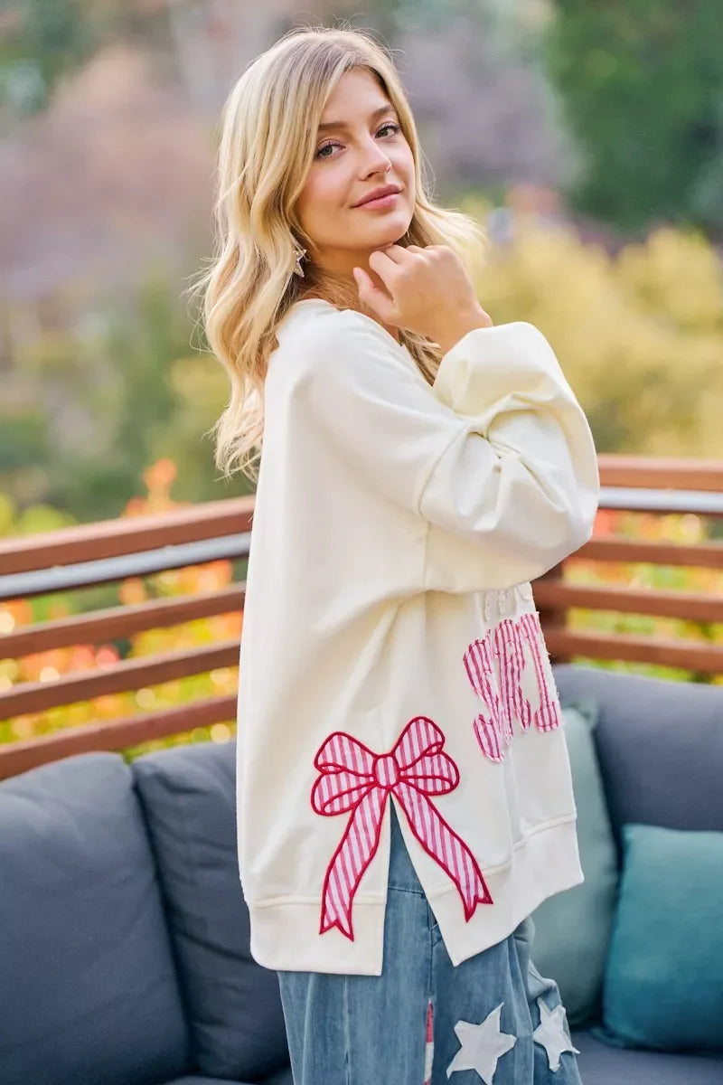 BiBi 4th Of July Stars And Stripes Patches Sweatshirt