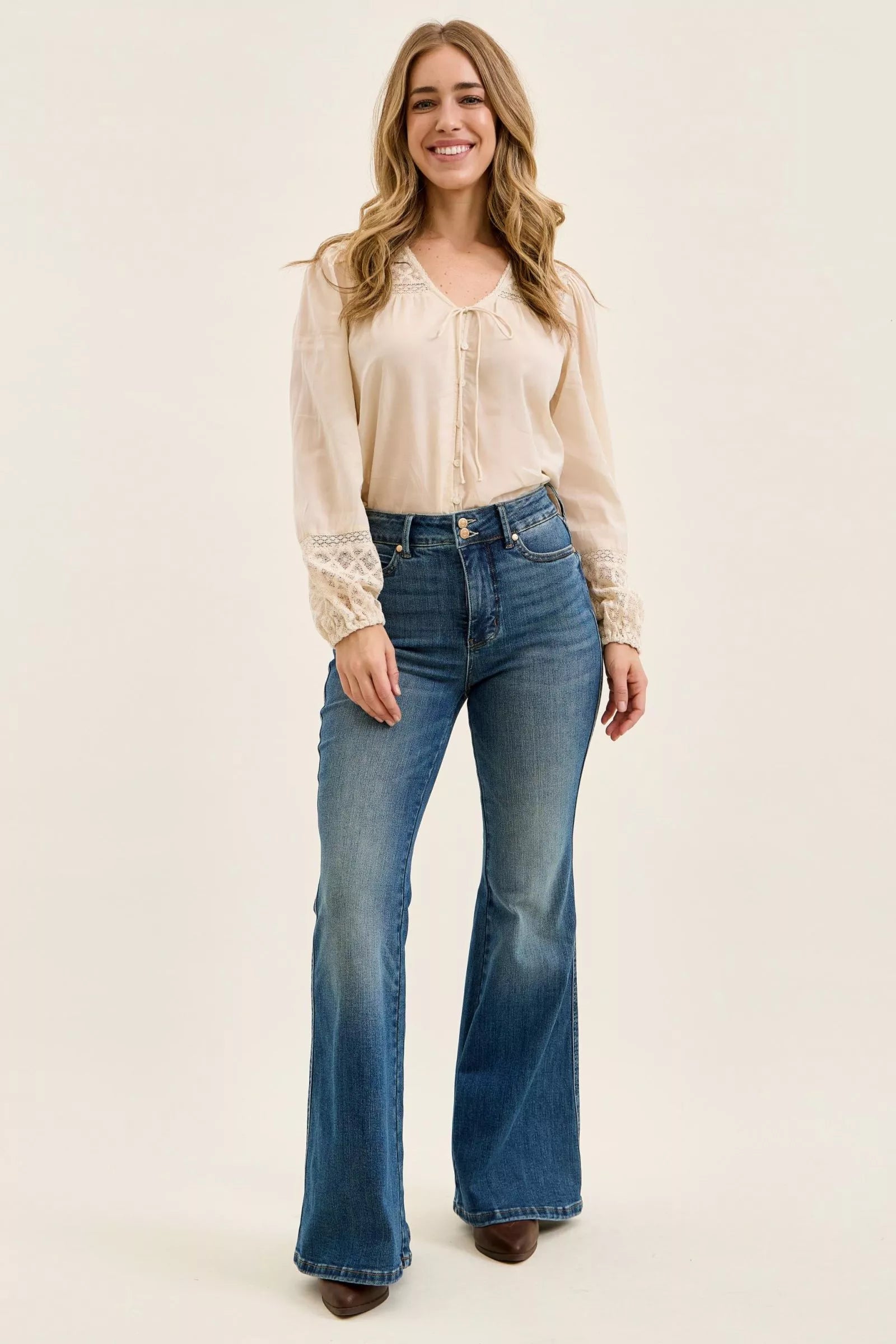 Judy Blue High Waist Double Button Tummy Control Flare Jeans