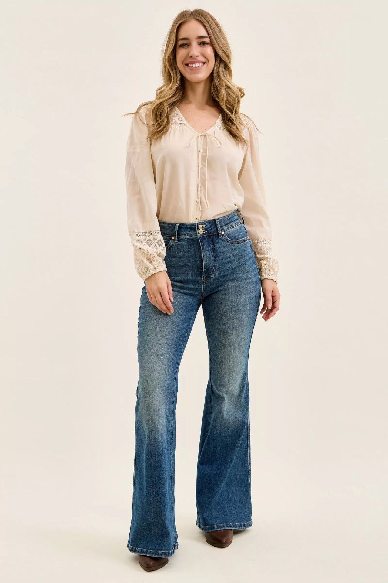 Judy Blue High Waist Double Button Tummy Control Flare Jeans