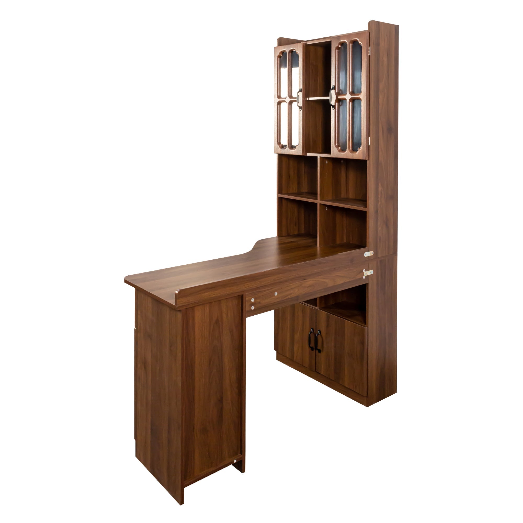 L-Shaped Corner Computer Desk  for Home Office or Study desk, Study Modern Style Table with Drawers, Bookshelf & Hutch, 2-in-1 L-Shaped Design, Large Working Space