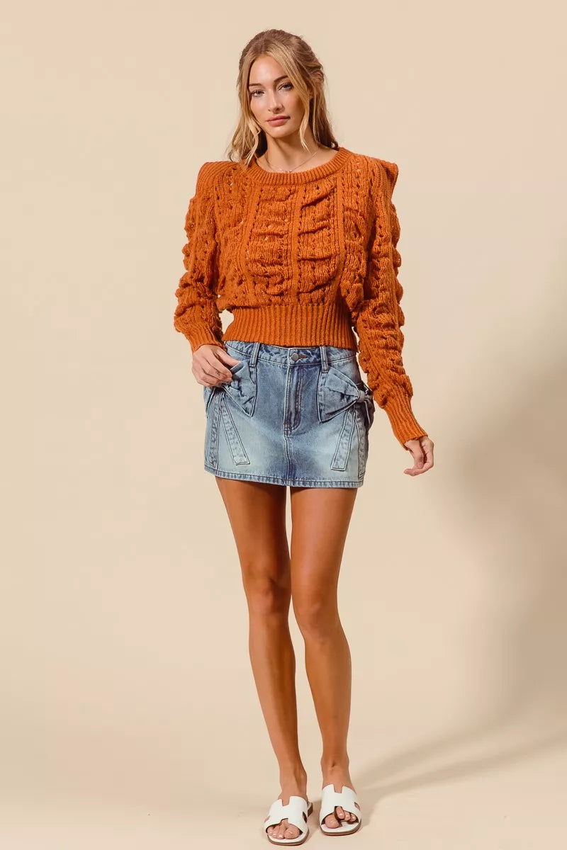 SO ME Bow Knot Pocket Denim Mini Skirt