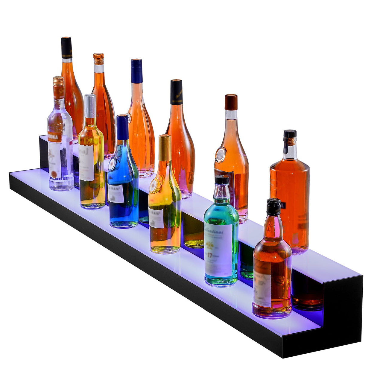 LED Lighted Liquor Bottle Display Bar Shelf RF & App Control 60' 2-Step