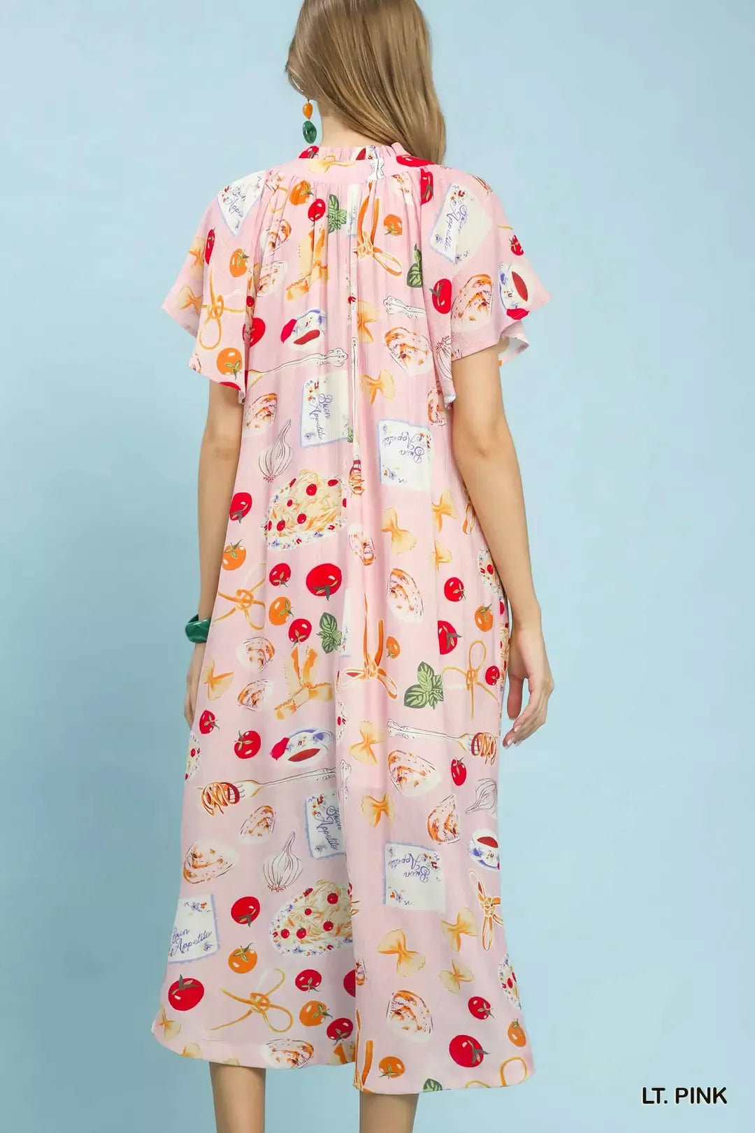 Umgee Abstract Print Flutter Sleeve Midi Dress