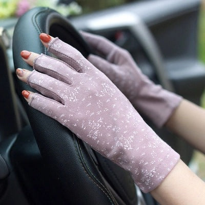 Summer Sun Protection Half Finger Gloves UV Protection Ultra-thin Driving