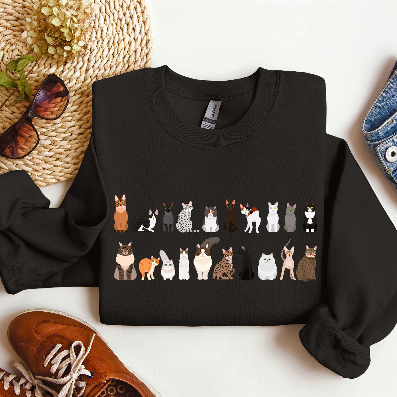 Cat Breeds Animal Lover Premium Fleece Lined Cozy Graphic Sweatshirt