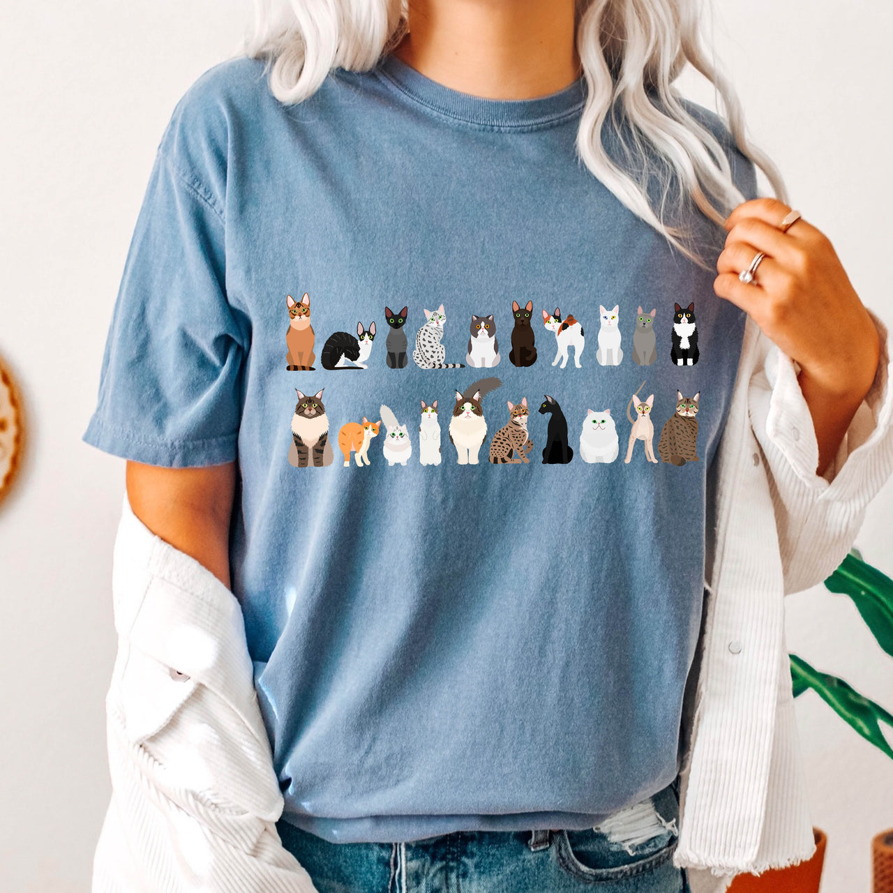 Cat Lovers Farm Animal Illustration Breeds And Cat Portraits Art Comfort Colors Tee